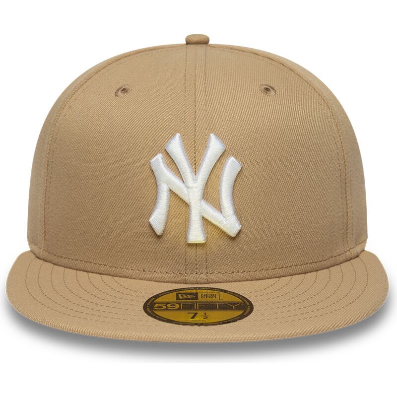 cappello-piatto-marrone-chiaro-regolato-59fifty-league-essential-di-new-york-yankees-mlb-di-new-era