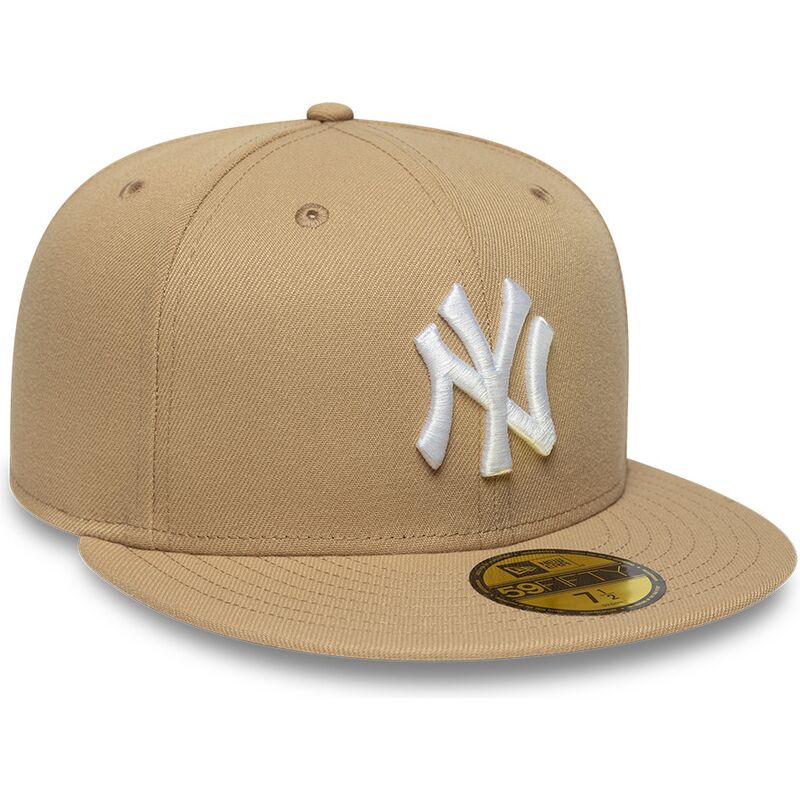 cappello-piatto-marrone-chiaro-regolato-59fifty-league-essential-di-new-york-yankees-mlb-di-new-era