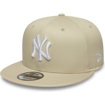 Cappello piatto beige snapback con logo bianco 9FIFTY League Essential di New York Yankees MLB di New Era
