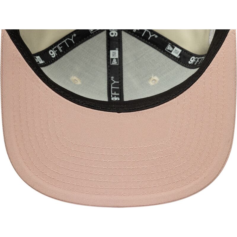 cappello-piatto-beige-snapback-con-logo-rosa-9fifty-original-fit-world-series-patch-dei-los-angeles-dodgers-mlb-di-new-era