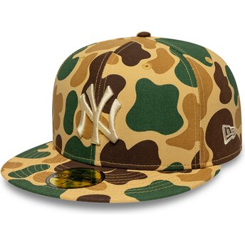 Cappello piatto camouflage regolabile con logo beige 59FIFTY Camo dei New York Yankees MLB di New Era