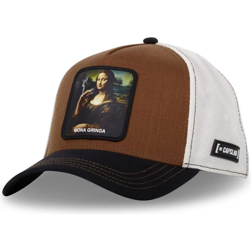 cappellino-trucker-marrone-mona-lisa-art-mona-mona-gringa-famous-di-capslab