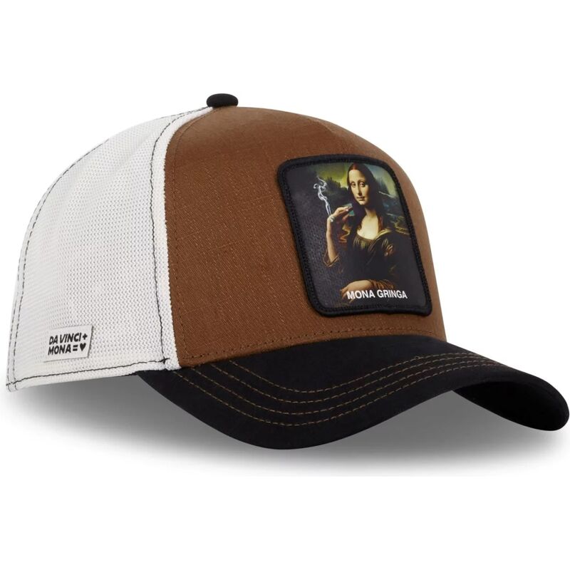 cappellino-trucker-marrone-mona-lisa-art-mona-mona-gringa-famous-di-capslab