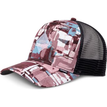 Cappellino trucker rosso e blu HFT PatternAbstract di Djinns
