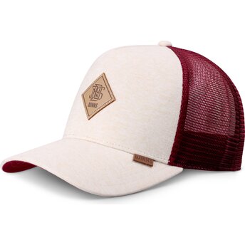 Cappellino trucker beige e rosso HFT ColourMelange di Djinns