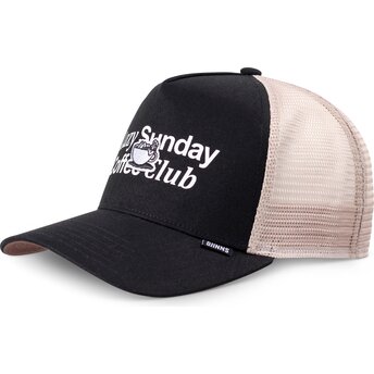 Cappellino trucker nero e beige HFT Guy in a Cup di Djinns