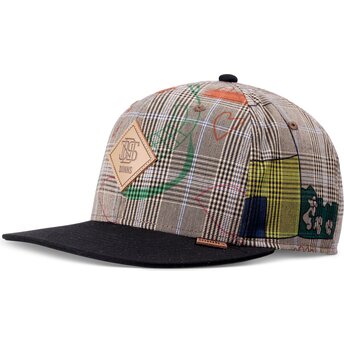 Cappello piatto grigio e nero snapback Crinklecheck di Djinns