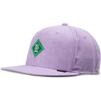 Cappello piatto viola snapback con logo verde OxfordContra di Djinns