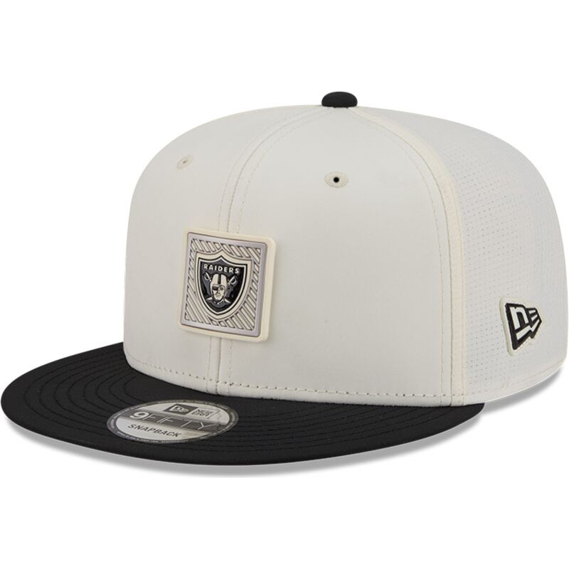 cappello-piatto-beige-e-nero-snapback-9fifty-training-pack-2026-dei-las-vegas-raiders-nfl-di-new-era