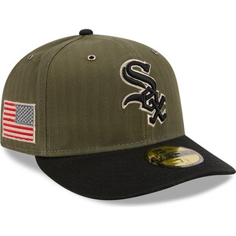 Cappellino curvo verde regolabile 59FIFTY Pre-Curved American Herringbone dei Chicago White Sox MLB di New Era