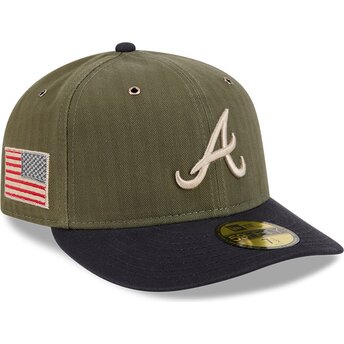 Cappellino curvo verde regolabile 59FIFTY Pre-Curved American Herringbone di Atlanta Braves MLB di New Era