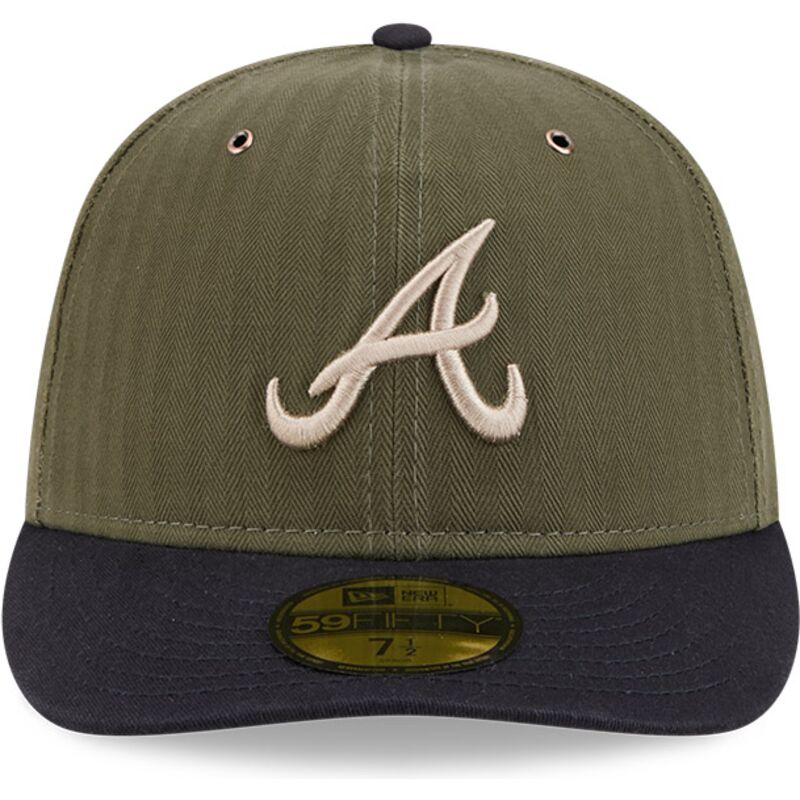 cappellino-curvo-verde-regolabile-59fifty-pre-curved-american-herringbone-di-atlanta-braves-mlb-di-new-era