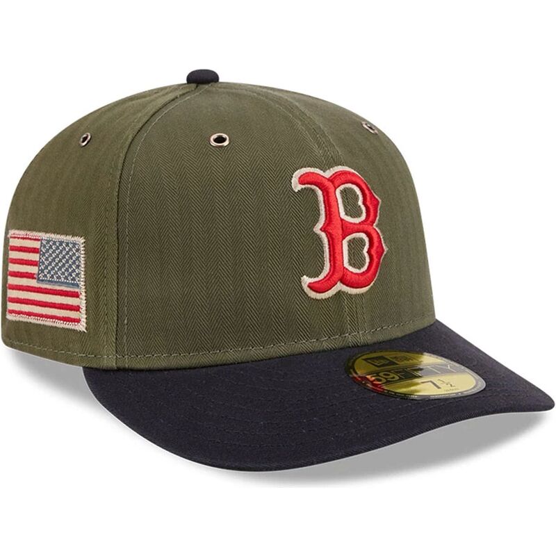 cappellino-curvo-verde-regolabile-59fifty-pre-curved-american-herringbone-dei-boston-red-sox-mlb-di-new-era