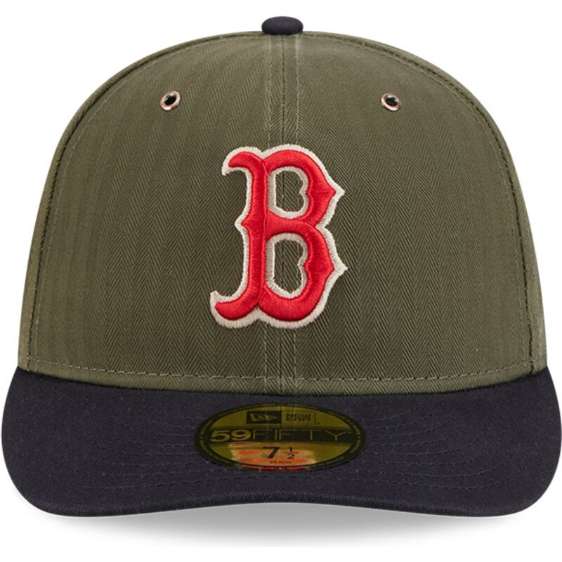 cappellino-curvo-verde-regolabile-59fifty-pre-curved-american-herringbone-dei-boston-red-sox-mlb-di-new-era