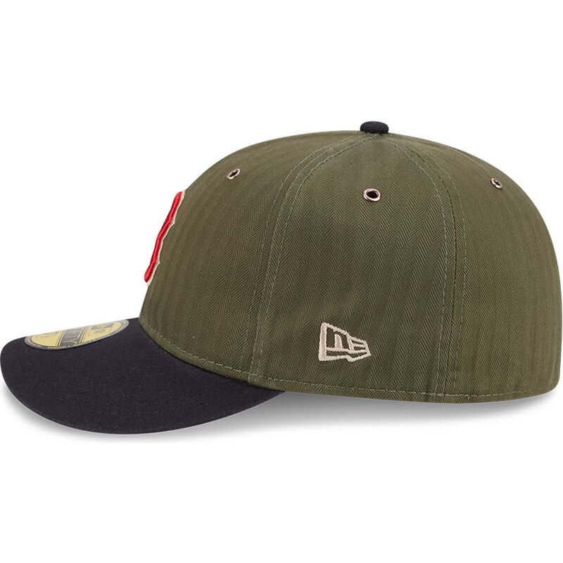 cappellino-curvo-verde-regolabile-59fifty-pre-curved-american-herringbone-dei-boston-red-sox-mlb-di-new-era