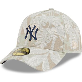 Cappellino curvo beige regolabile 59FORTY A Frame Leafy Palm dei New York Yankees MLB di New Era