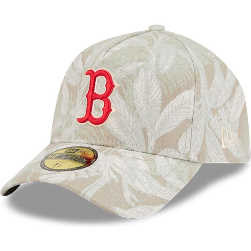 cappellino-curvo-beige-regolabile-59forty-a-frame-leafy-palm-dei-boston-red-sox-mlb-di-new-era
