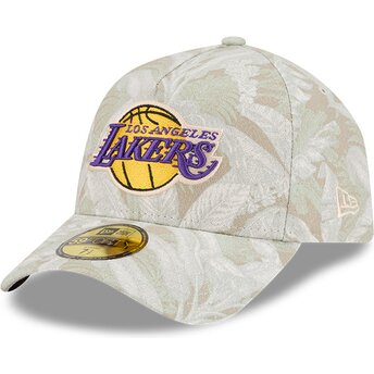 Cappellino curvo beige regolabile 59FORTY A Frame Leafy Palm dei Los Angeles Lakers NBA di New Era