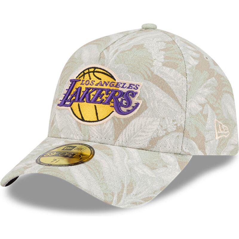 cappellino-curvo-beige-regolabile-59forty-a-frame-leafy-palm-dei-los-angeles-lakers-nba-di-new-era