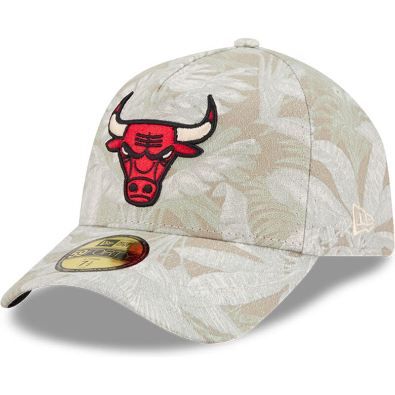 cappellino-curvo-beige-regolabile-59forty-a-frame-leafy-palm-di-chicago-bulls-nba-di-new-era