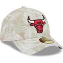 cappellino-curvo-beige-regolabile-59forty-a-frame-leafy-palm-di-chicago-bulls-nba-di-new-era