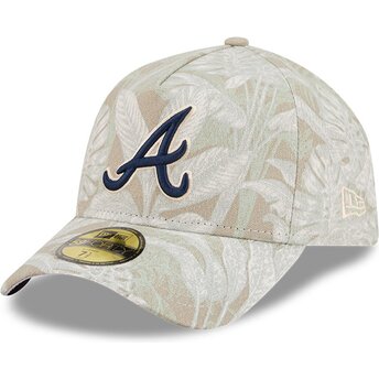Cappellino curvo beige regolabile 59FORTY A Frame Leafy Palm di Atlanta Braves MLB di New Era