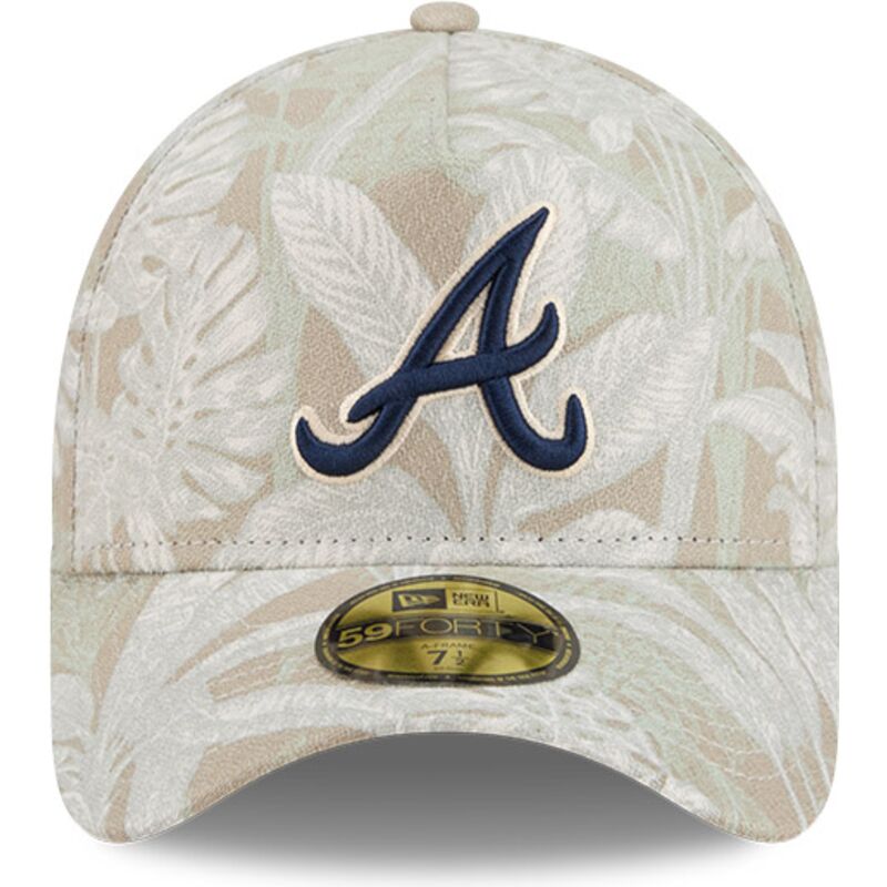 cappellino-curvo-beige-regolabile-59forty-a-frame-leafy-palm-di-atlanta-braves-mlb-di-new-era