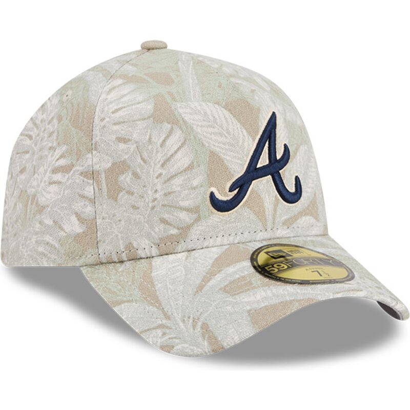 cappellino-curvo-beige-regolabile-59forty-a-frame-leafy-palm-di-atlanta-braves-mlb-di-new-era
