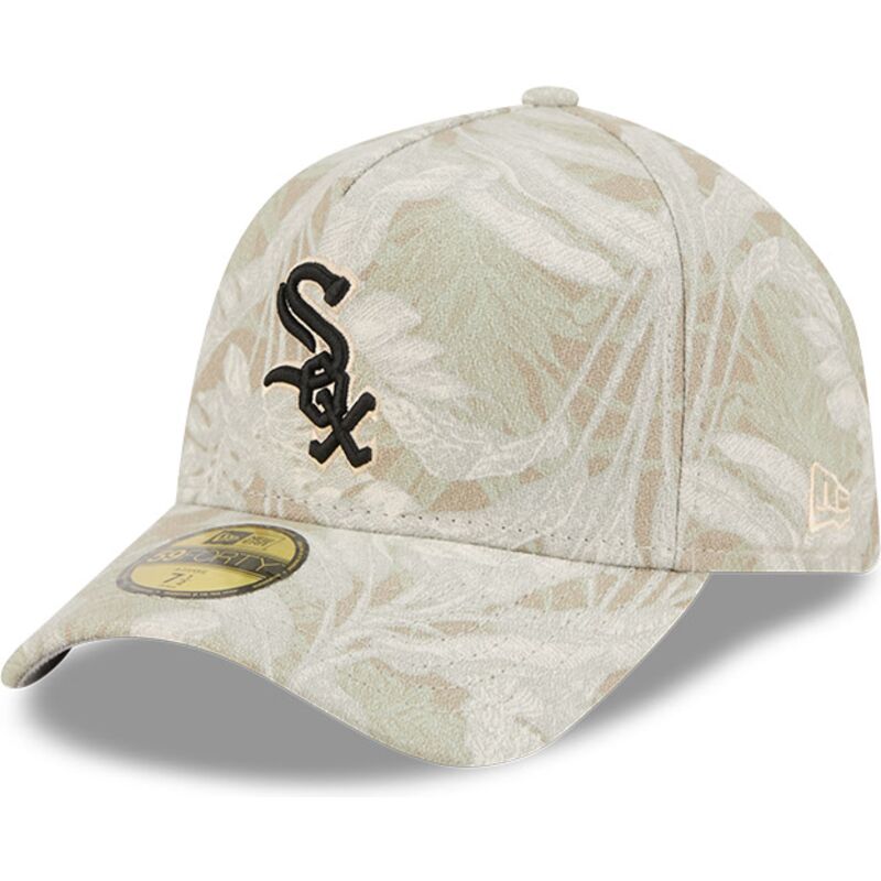 cappellino-curvo-beige-regolabile-59forty-a-frame-leafy-palm-di-chicago-white-sox-mlb-di-new-era