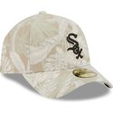 cappellino-curvo-beige-regolabile-59forty-a-frame-leafy-palm-di-chicago-white-sox-mlb-di-new-era