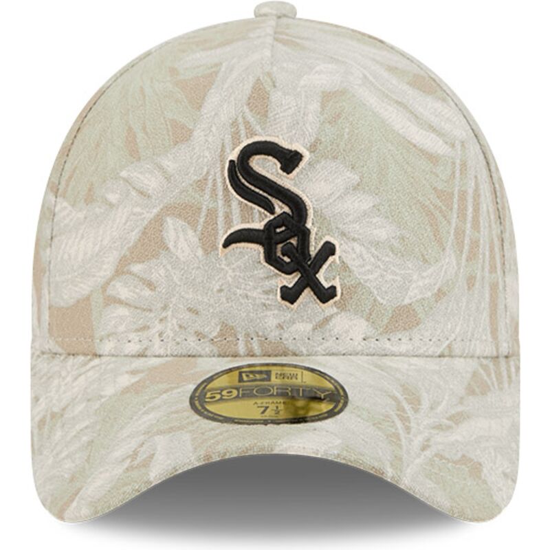 cappellino-curvo-beige-regolabile-59forty-a-frame-leafy-palm-di-chicago-white-sox-mlb-di-new-era
