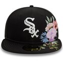 cappello-piatto-nero-aderente-59fifty-floral-dei-chicago-white-sox-mlb-di-new-era