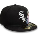 cappello-piatto-nero-aderente-59fifty-floral-dei-chicago-white-sox-mlb-di-new-era