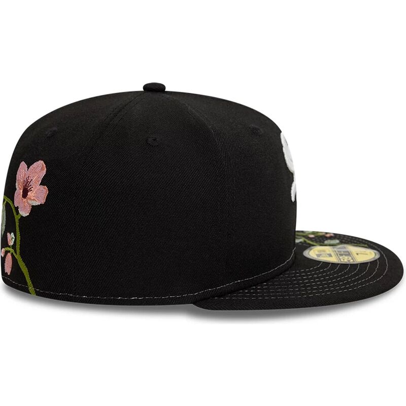 cappello-piatto-nero-aderente-59fifty-floral-dei-chicago-white-sox-mlb-di-new-era
