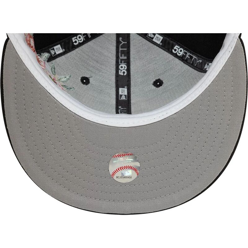 cappello-piatto-nero-aderente-59fifty-floral-dei-chicago-white-sox-mlb-di-new-era
