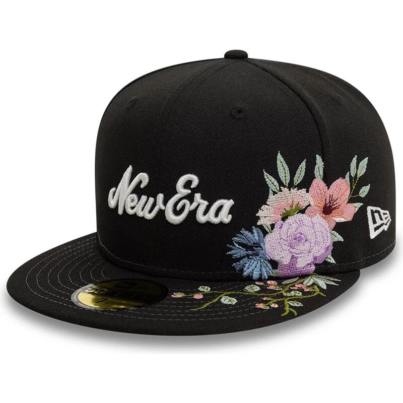 cappello-piatto-nero-aderente-59fifty-floral-emb-di-new-era
