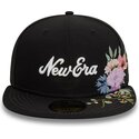 cappello-piatto-nero-aderente-59fifty-floral-emb-di-new-era