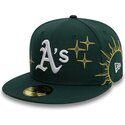 cappello-piatto-verde-regolabile-59fifty-zodiac-di-oakland-athletics-mlb-di-new-era