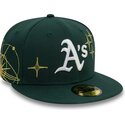 cappello-piatto-verde-regolabile-59fifty-zodiac-di-oakland-athletics-mlb-di-new-era