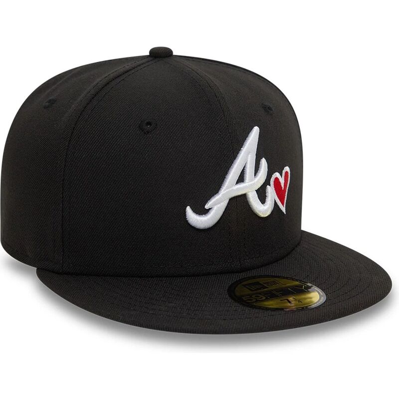 cappello-piatto-nero-aderente-59fifty-heart-icon-di-atlanta-braves-mlb-di-new-era