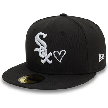 Cappello piatto nero aderente 59FIFTY Heart Icon dei Chicago White Sox MLB di New Era