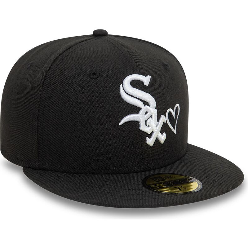 cappello-piatto-nero-aderente-59fifty-heart-icon-dei-chicago-white-sox-mlb-di-new-era