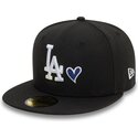cappello-piatto-nero-aderente-59fifty-heart-icon-dei-los-angeles-dodgers-mlb-di-new-era