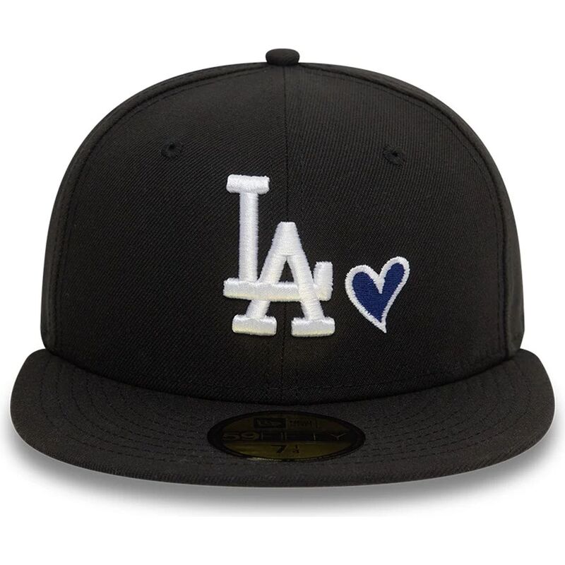 cappello-piatto-nero-aderente-59fifty-heart-icon-dei-los-angeles-dodgers-mlb-di-new-era