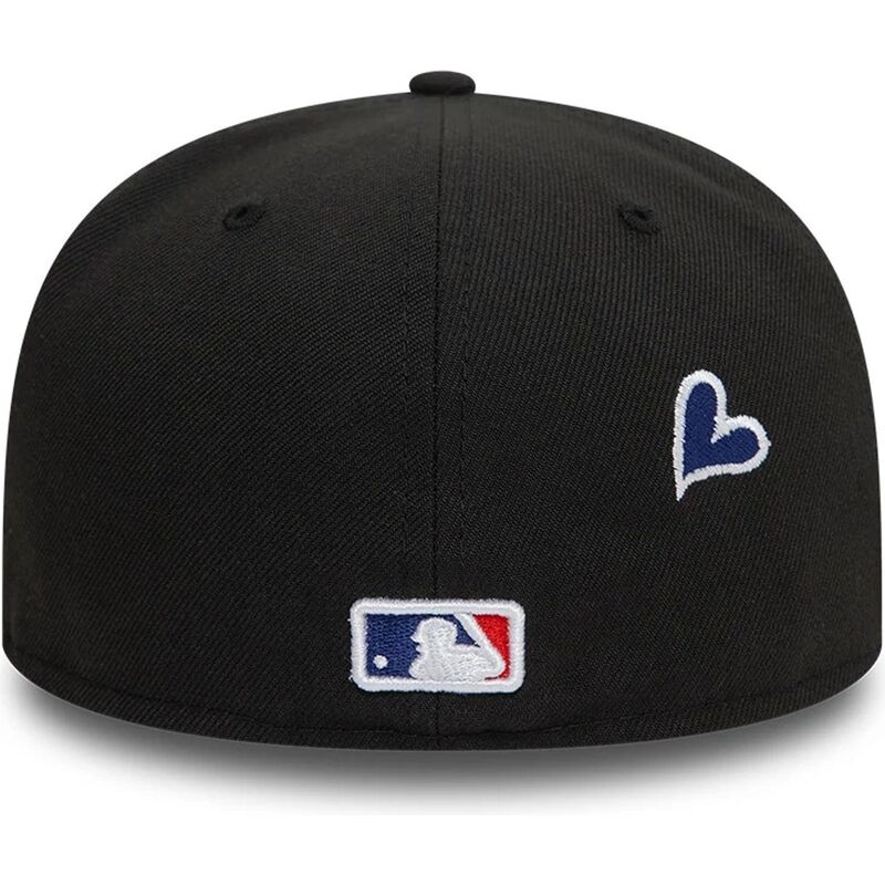 cappello-piatto-nero-aderente-59fifty-heart-icon-dei-los-angeles-dodgers-mlb-di-new-era