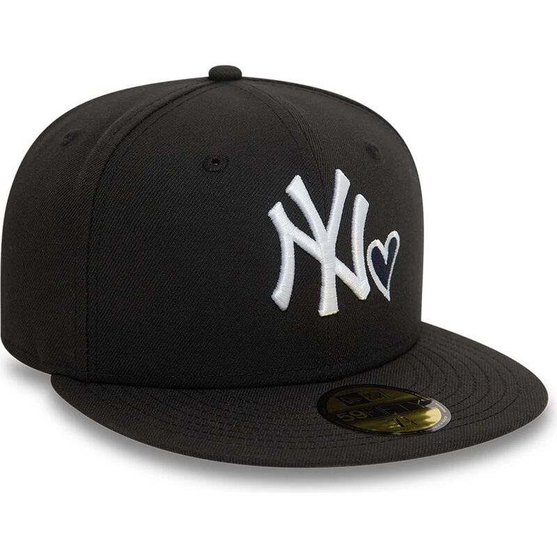 cappello-piatto-nero-aderente-59fifty-heart-icon-dei-new-york-yankees-mlb-di-new-era