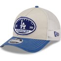 cappellino-trucker-beige-e-blu-9forty-m-crown-a-frame-fray-dei-los-angeles-dodgers-mlb-di-new-era