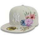 cappello-piatto-beige-regolabile-59fifty-floral-dei-new-york-yankees-mlb-di-new-era