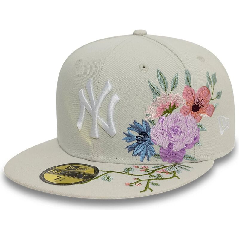 cappello-piatto-beige-regolabile-59fifty-floral-dei-new-york-yankees-mlb-di-new-era
