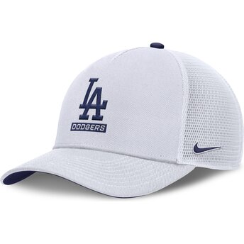 Cappellino trucker bianco con logo blu Primetime Dri-Fit Rise Structured dei Los Angeles Dodgers MLB di Nike